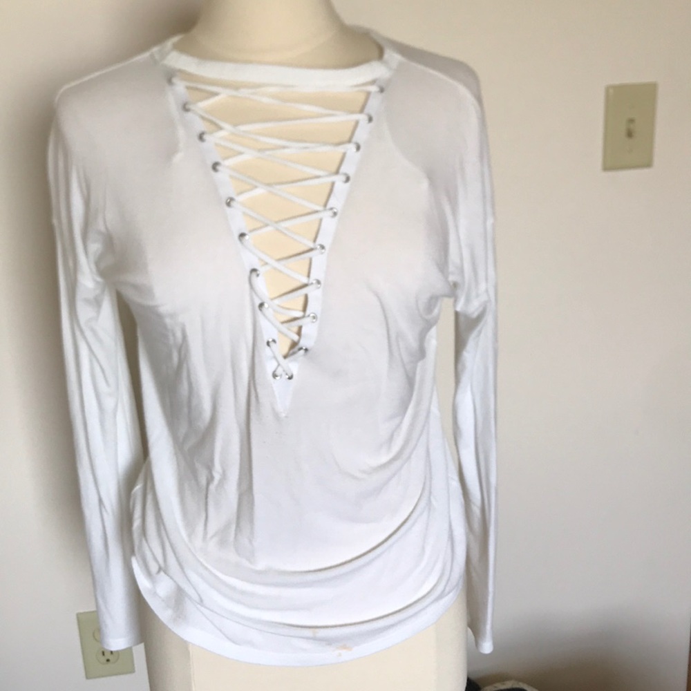 Express Deep strappy v-neck long sleeve